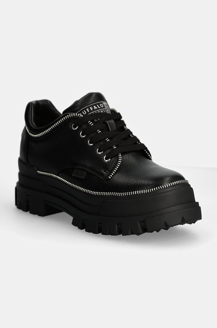 Cipele Buffalo Aspha Cls Zip imitacija zrnate kože crna 1622476.BLK