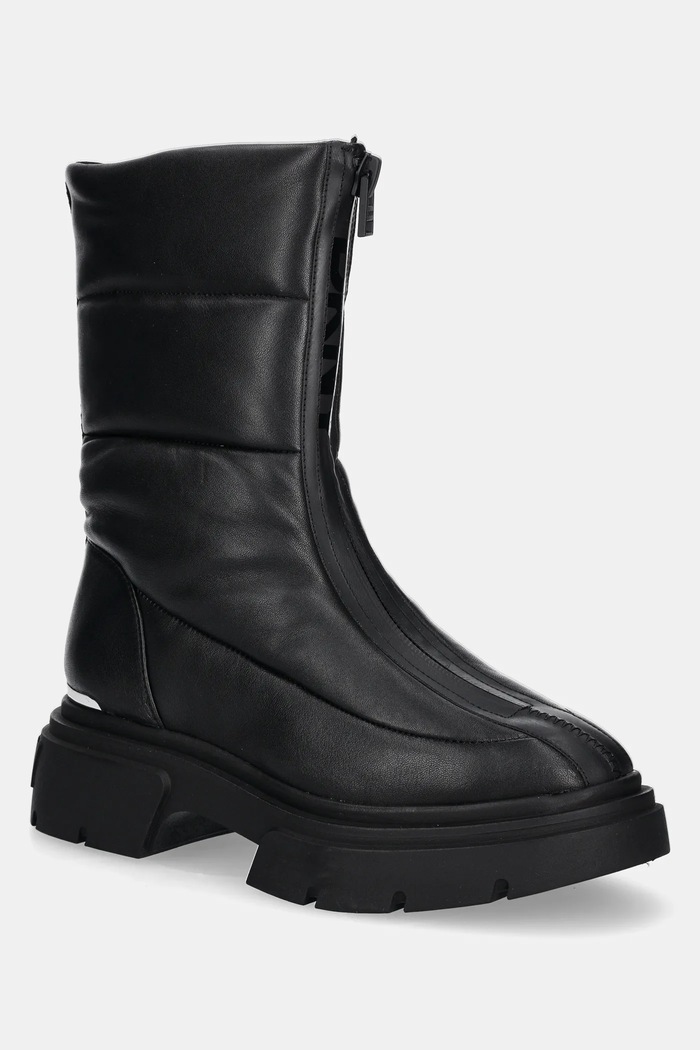 Dkny botki skórzane Fiza płaski czarny K4419113.BLK