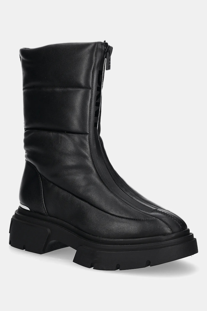 Dkny botki skórzane Fiza płaski czarny K4419113.BLK