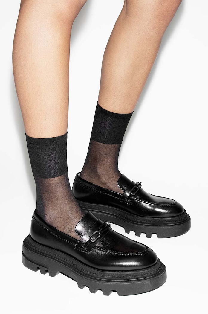 Kožené mokasíny AllSaints Alexia Chain Loafer W060FB