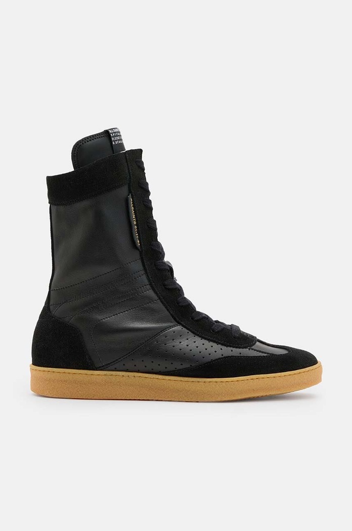 Δερμάτινες μπότες AllSaints Louise High Top δέρμα σαμουά μαύρο W070FB