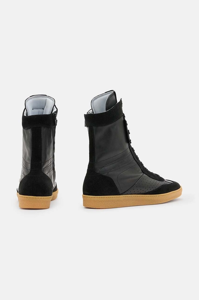 Δερμάτινες μπότες AllSaints Louise High Top W070FB μαύρο