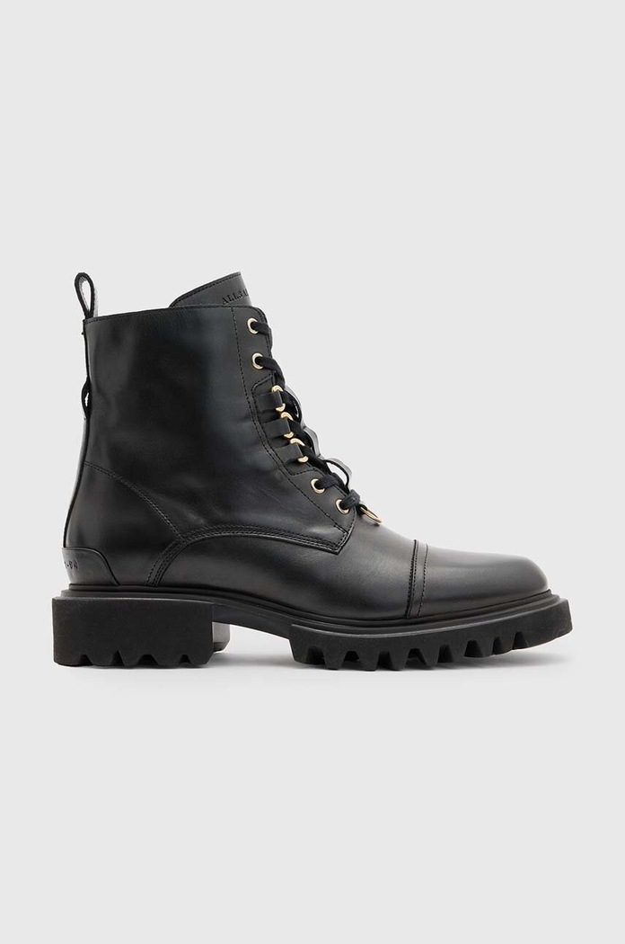 Кожени боти AllSaints Lydia Boot гладка кожа черен W040FB