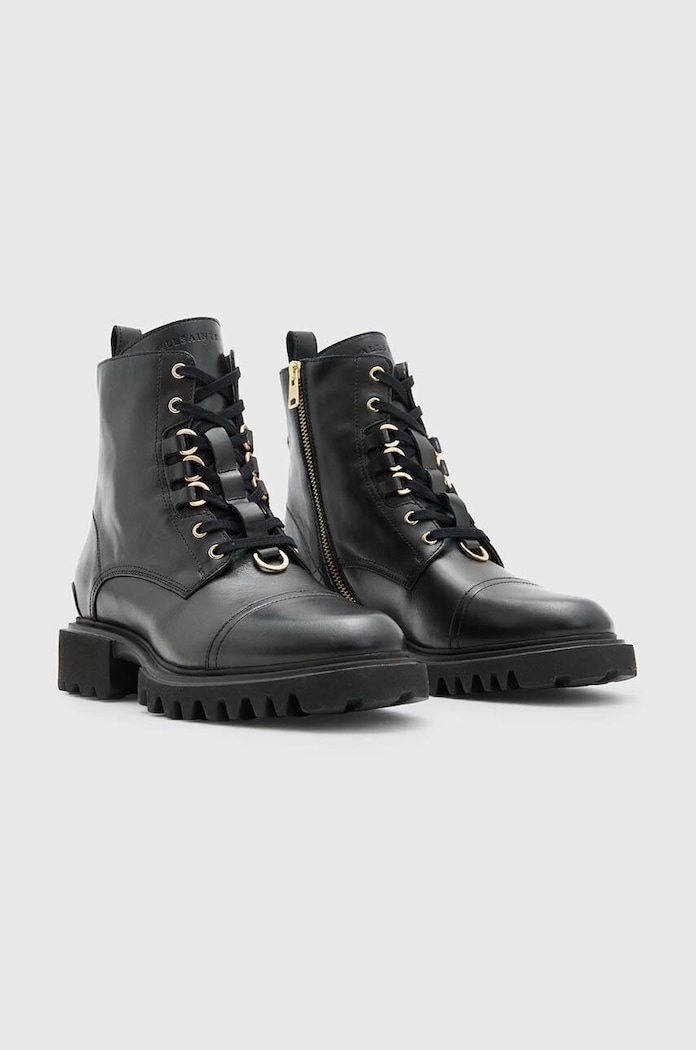 Кожени боти AllSaints Lydia Boot W040FB черен AW24