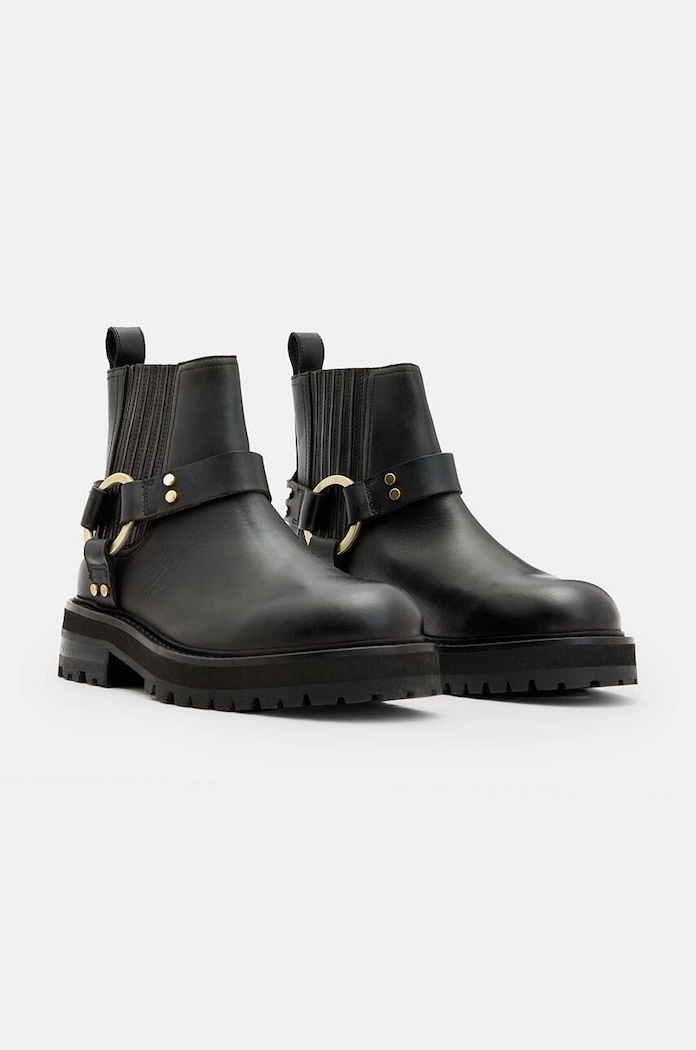 AllSaints botki skórzane Maddie Biker Boot W054FB czarny AW24