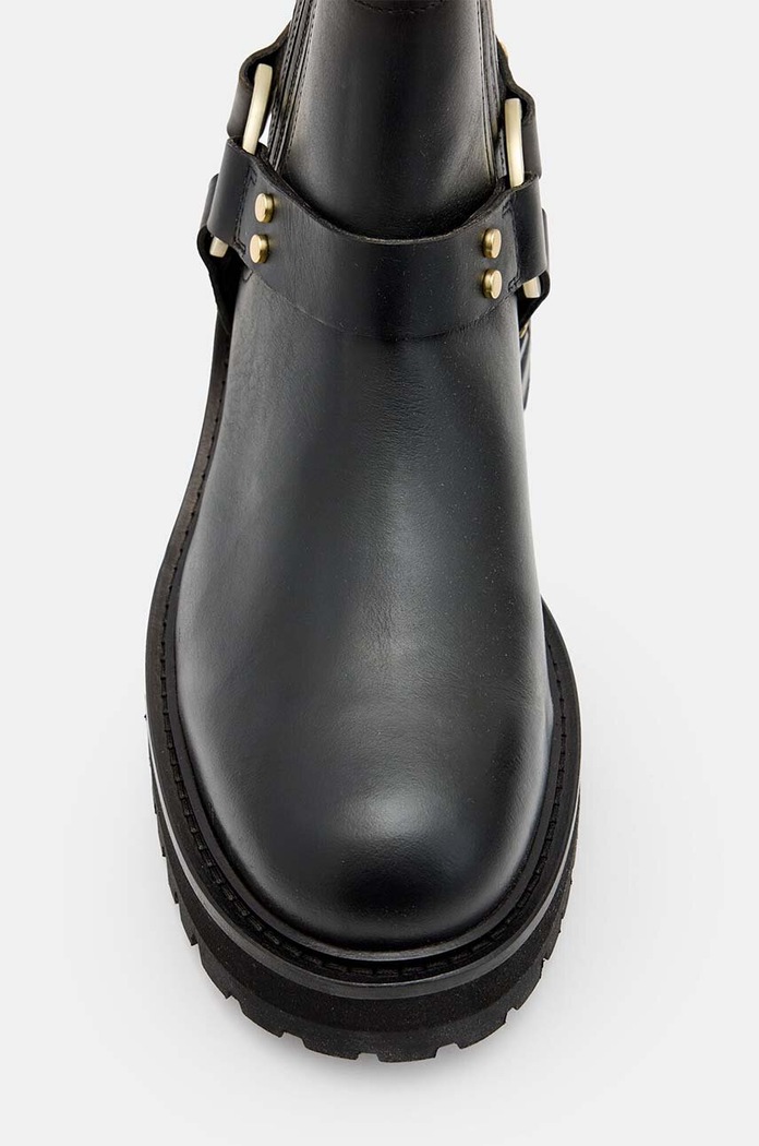 Obuwie AllSaints botki skórzane Maddie Biker Boot W054FB czarny