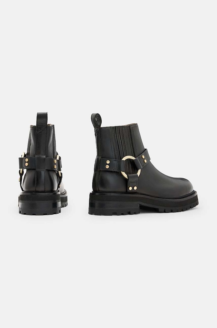 AllSaints botki skórzane Maddie Biker Boot W054FB czarny