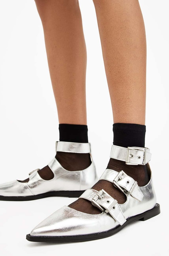 Kožne balerinke AllSaints Susan Buckle Shoe W123FB