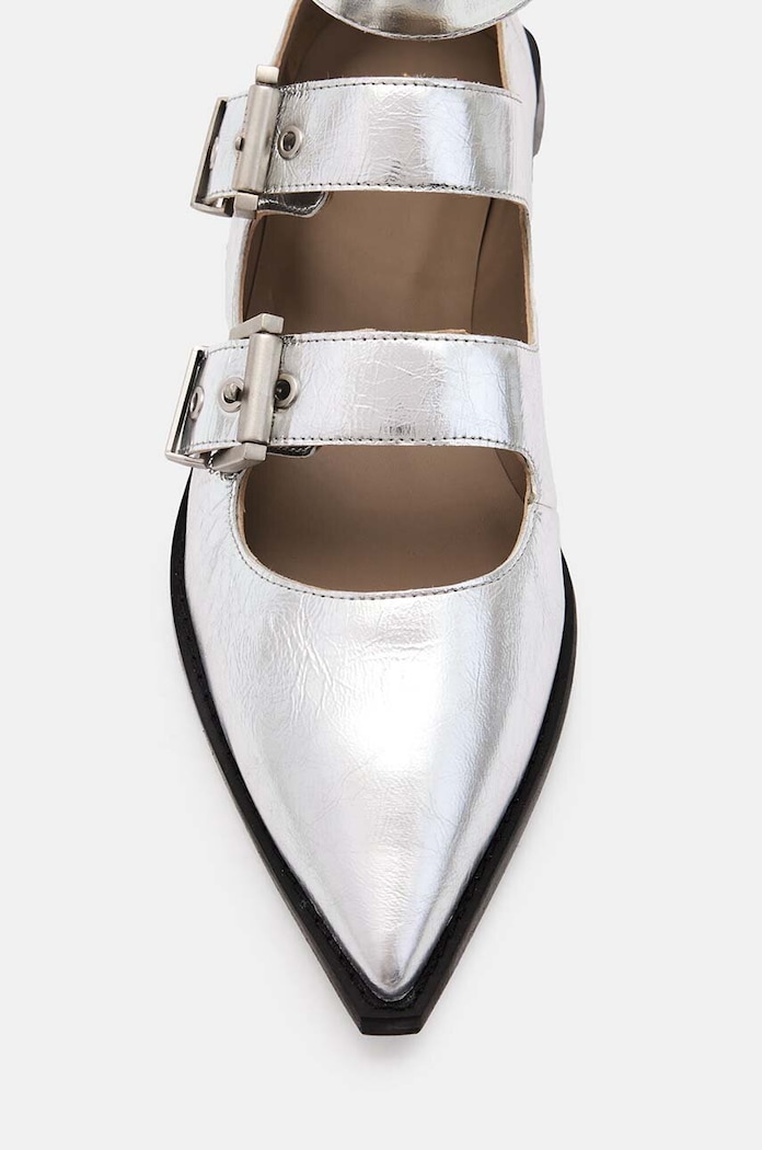 Obuća Kožne balerinke AllSaints Susan Buckle Shoe W123FB srebrna