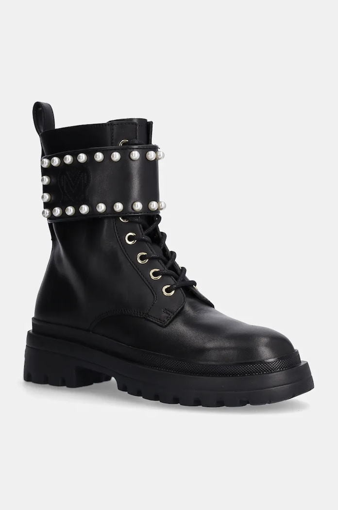 Кожени боти Love Moschino гладка кожа черен JA24235G0LIA0000
