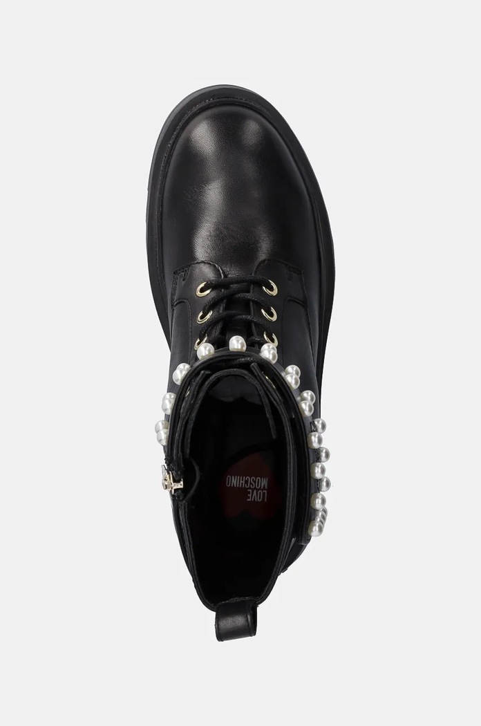 Кожени боти Love Moschino черен JA24235G0LIA0000