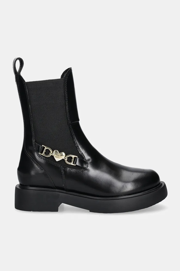 Love Moschino Kožené kotníkové boty Love Moschino JA24204G0LJD0000 černá AW24