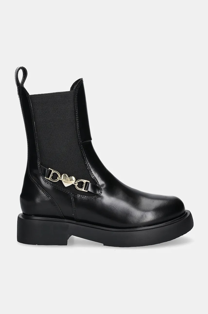 Love Moschino Kožené kotníkové boty Love Moschino JA24204G0LJD0000 černá AW24