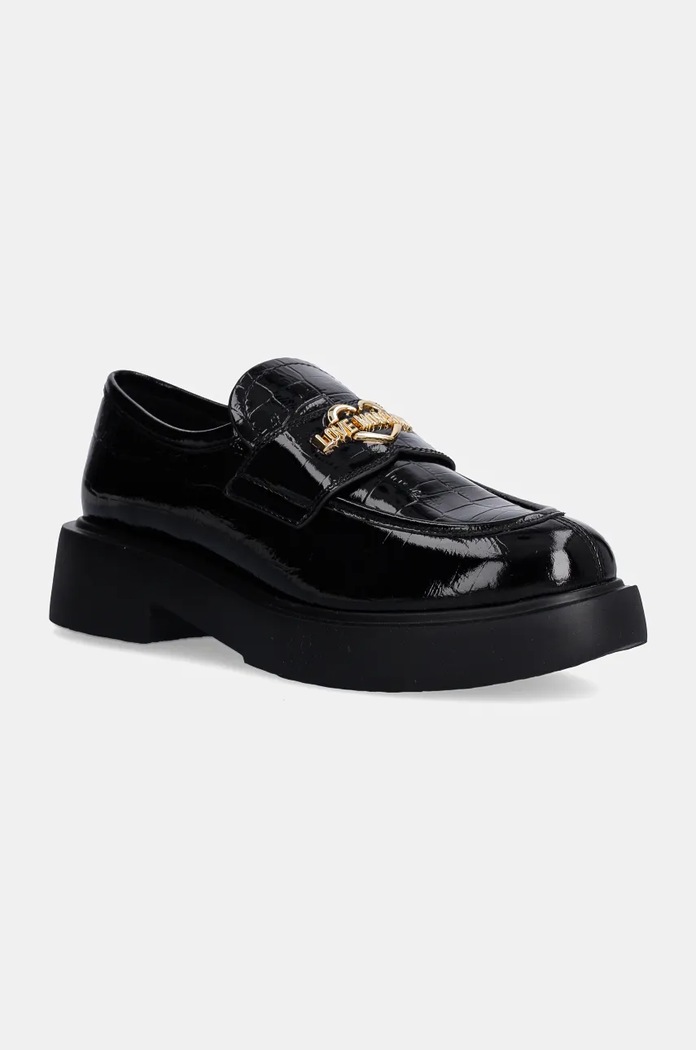 Δερμάτινα μοκασίνια Love Moschino λουστρίνι μαύρο JA10404G0LIB0000