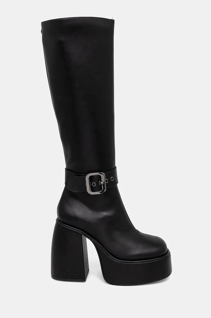 Buffalo kozaki Heart Boot Hi Buckle słupek czarny 1220060.BLK