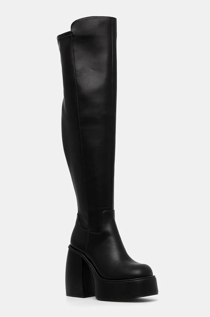 Μπότες Buffalo Heart Stretch Boot ίσια πλατφόρμα μαύρο 1220062.BLK