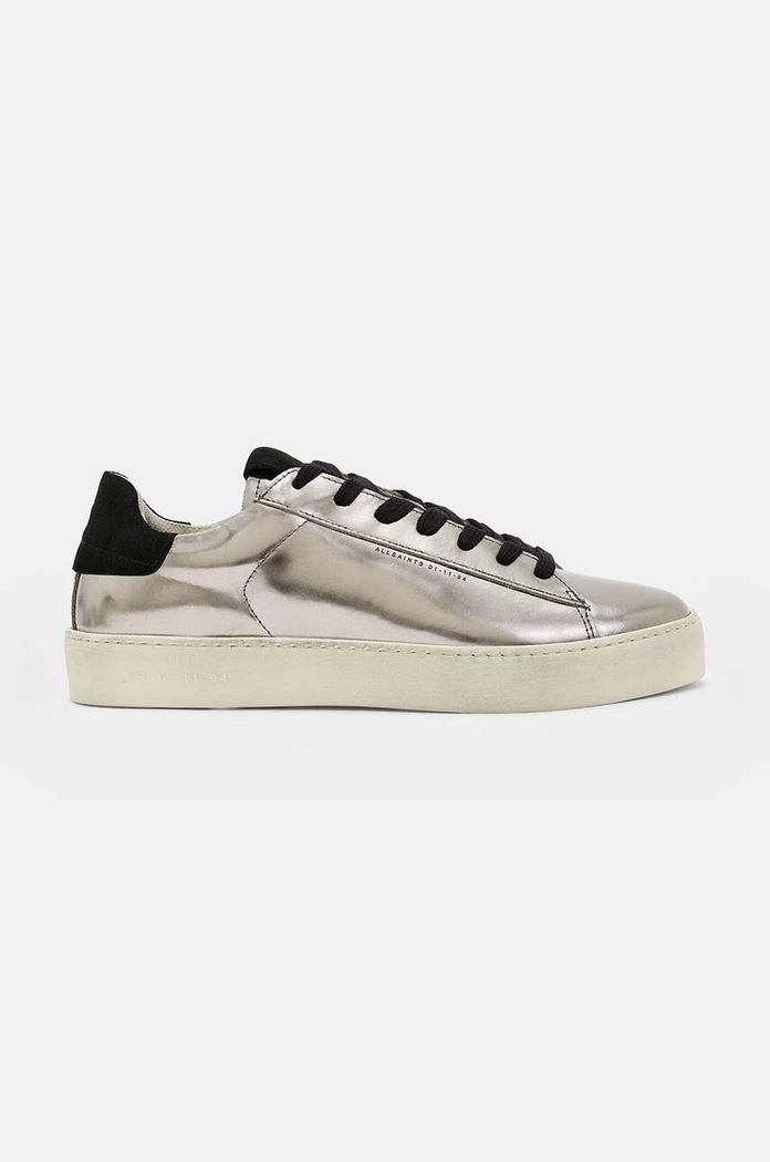 Кожаные кроссовки AllSaints Shana Metallic Sneak платформа серебрянный WF542X