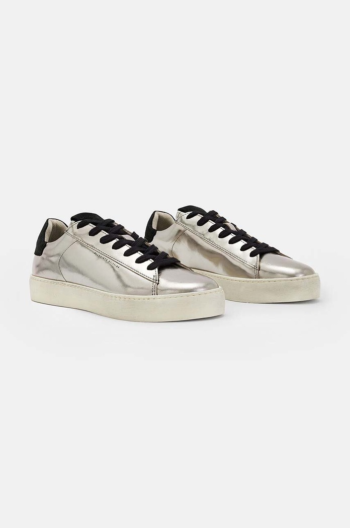 Кожаные кроссовки AllSaints Shana Metallic Sneak WF542X серебрянный AW24