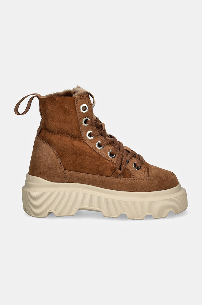 Semišové boty Inuikii Matilda Shearling 35203.028.Brown hnědá AW24