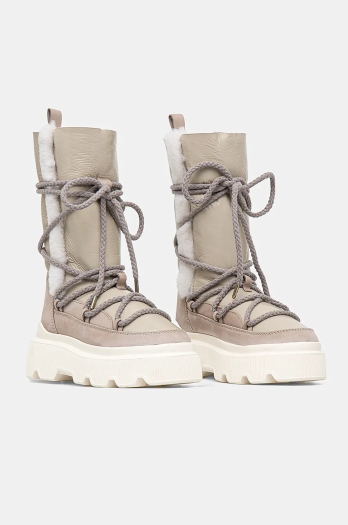 Obuwie Inuikii śniegowce skórzane Endurance Cozy 75102.144.White beżowy