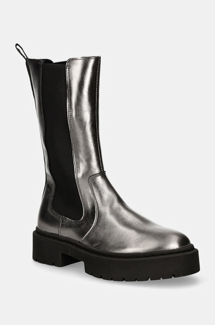 Členkové topánky Steve Madden Ginny usňová koža strieborná SM11003332.C97