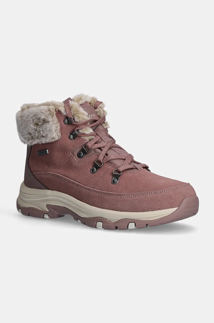 Snehule Skechers TREGO SNOW WORRIES semišová koža ružová 167882