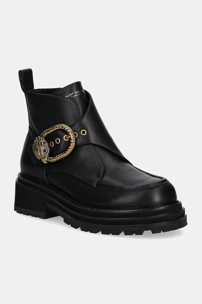 Kurt Geiger London botki skórzane Mayfair Chunky Boot nieocieplane czarny 3437900109.BLACK