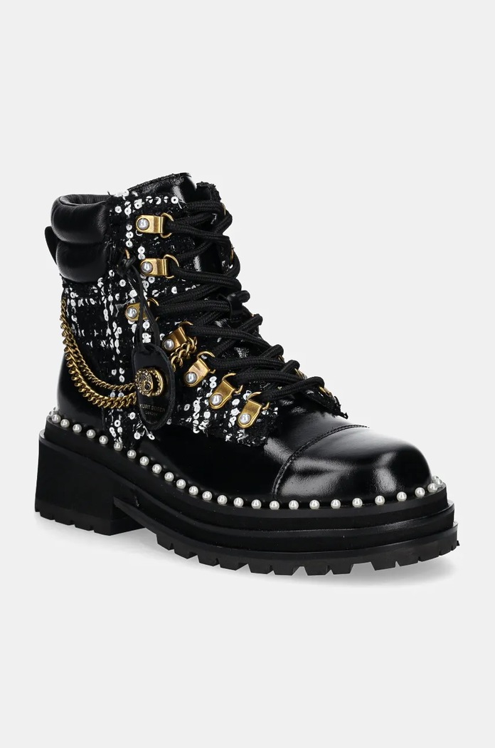 Kurt Geiger London Workery skórzane Chelsea Combat Boot czarny 3423801619.BLKWHT