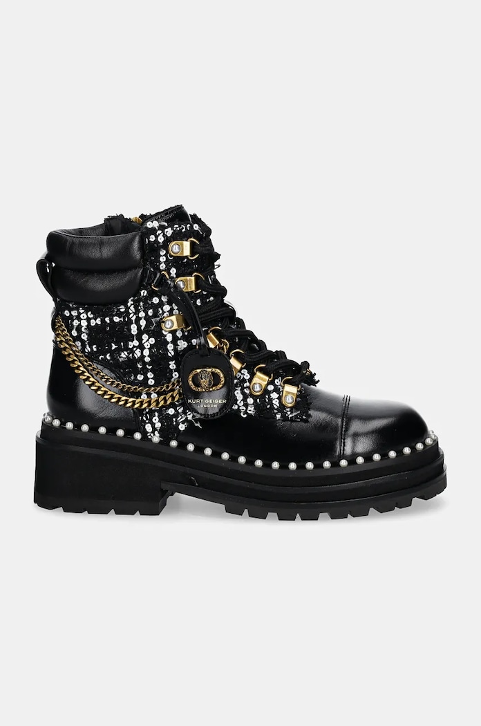 Kurt Geiger London Workery skórzane Chelsea Combat Boot 3423801619.BLKWHT czarny AW24