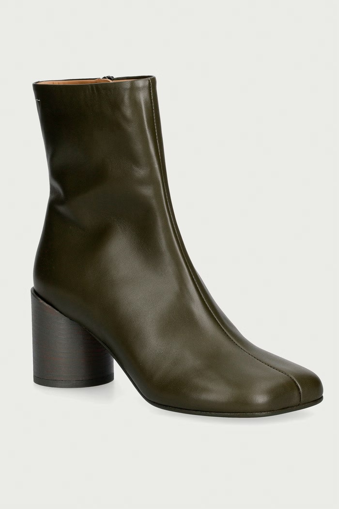 MM6 Maison Margiela Botki damskie skórzane zielony S59WU0235.P3628