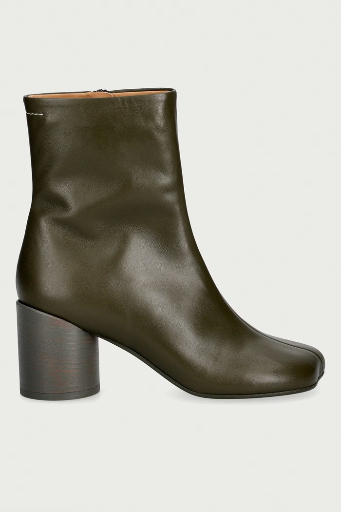 MM6 Maison Margiela Botki damskie skórzane S59WU0235.P3628 zielony AW24