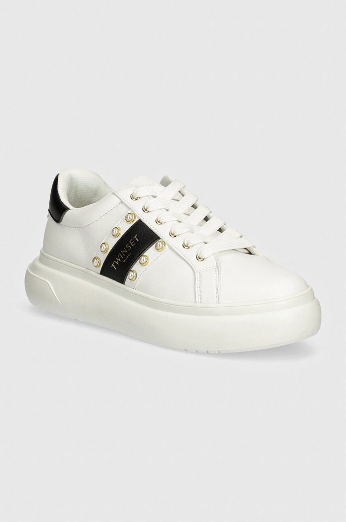 Twinset sneakersy imitacja skóry licowej biały 242TCP01E.01870