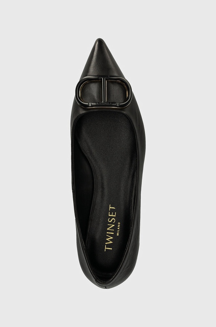Twinset baleriny skórzane czarny 242TCP134.00006