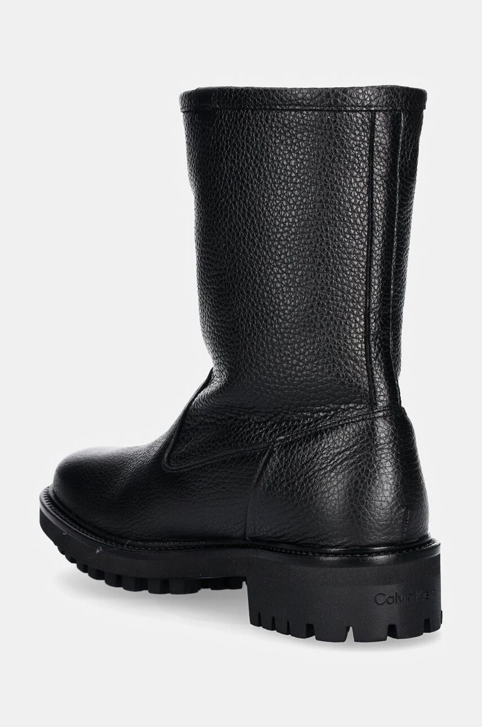 Obuv Kožené členkové topánky Calvin Klein FLAT BIKER BOOT LTH HW0HW02234 čierna