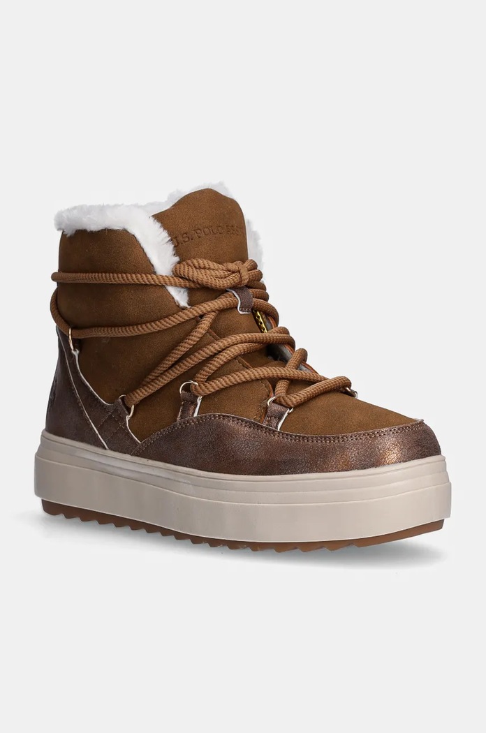 Snežke U.S. Polo Assn. ICY Imitacija zrnatega usnja rjava ICY004W.DHY1
