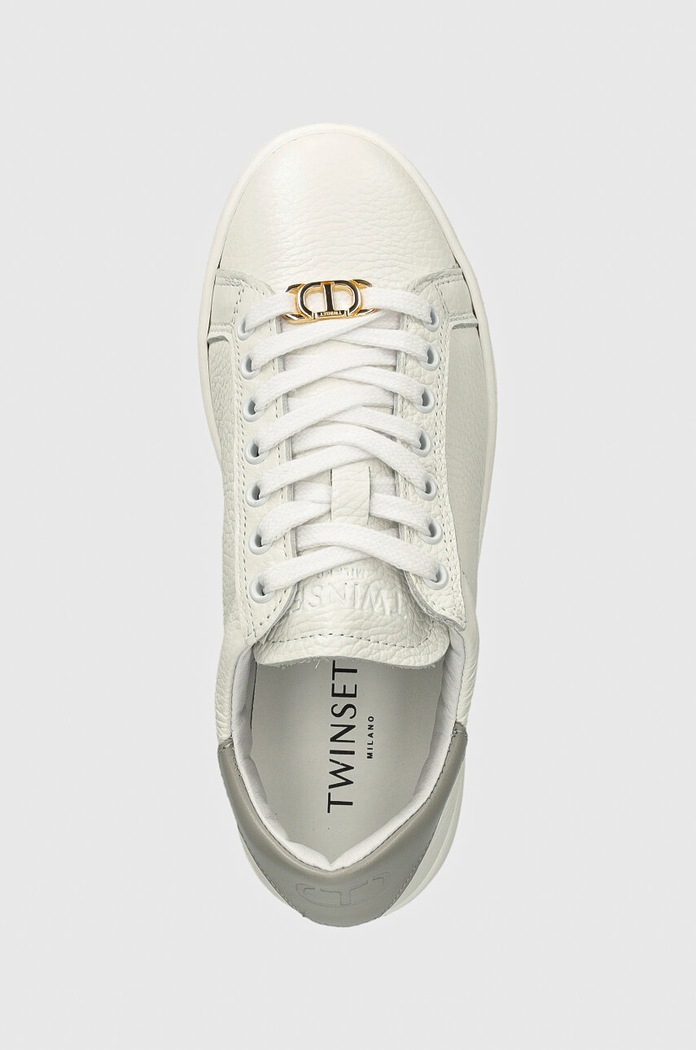 Twinset sneakersy skórzane biały 242TCP012.11787