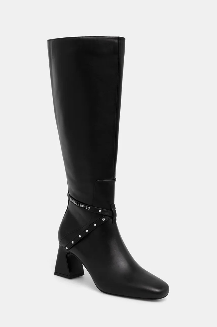 Karl Lagerfeld kozaki skórzane BEATA słupek czarny KL31474.000