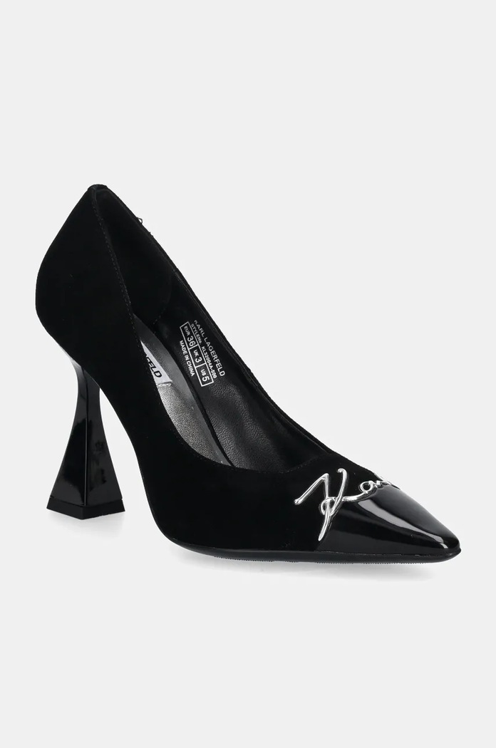 Semišové lodičky Karl Lagerfeld DEBUT II jehličkový černá KL32004A.500