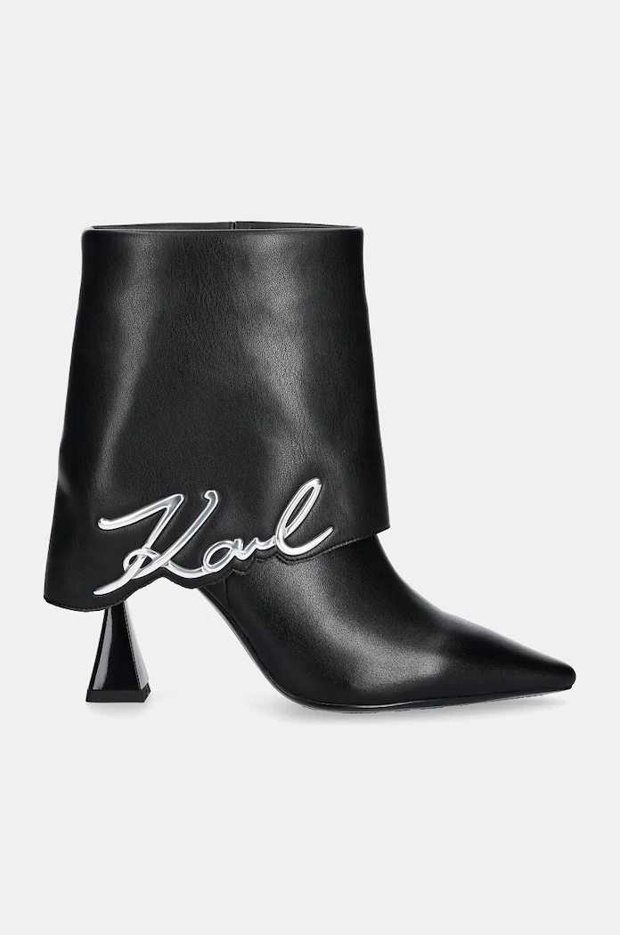 Μποτάκια Karl Lagerfeld DEBUT II απομίμηση λείου δέρματος μαύρο KL32044A.000