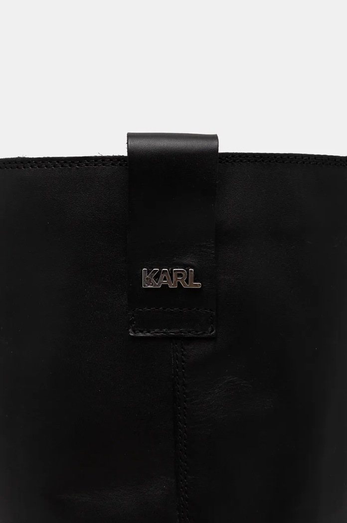 Karl Lagerfeld kozaki skórzane BROOKLYN czarny KL41774.000