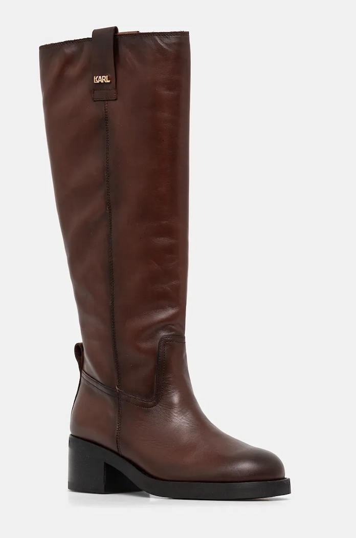 Karl Lagerfeld Kožené kozačky Karl Lagerfeld BROOKLYN hnědá KL41790.044