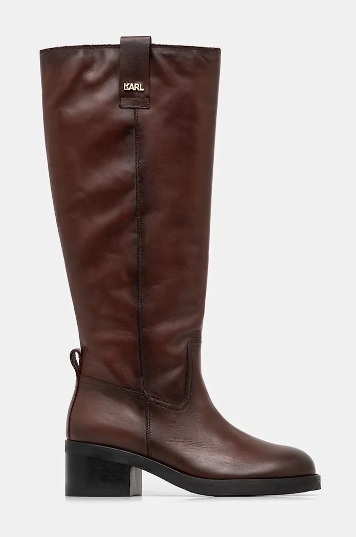 Karl Lagerfeld Kožené kozačky Karl Lagerfeld BROOKLYN KL41790.044 hnědá AW24