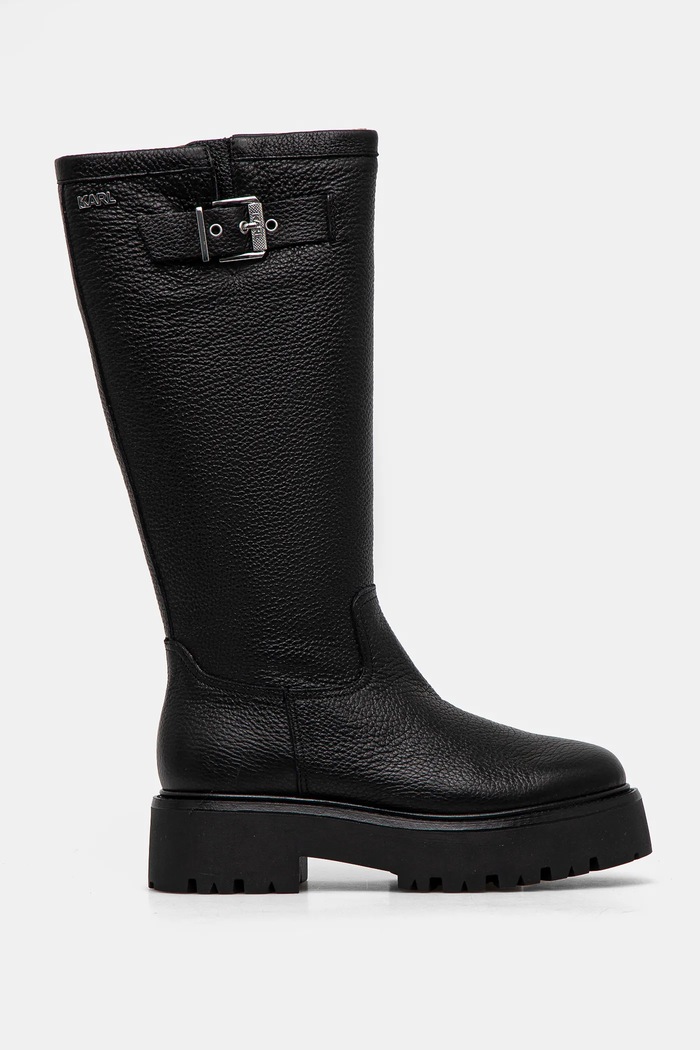 Kožené čižmy Karl Lagerfeld BURLY BIKER KL43490W.100 čierna AW24