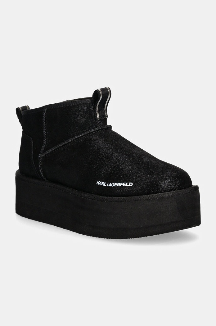 Karl Lagerfeld cizme de zapada din piele intoarsa THERMO izolat negru KL48522S.5S0