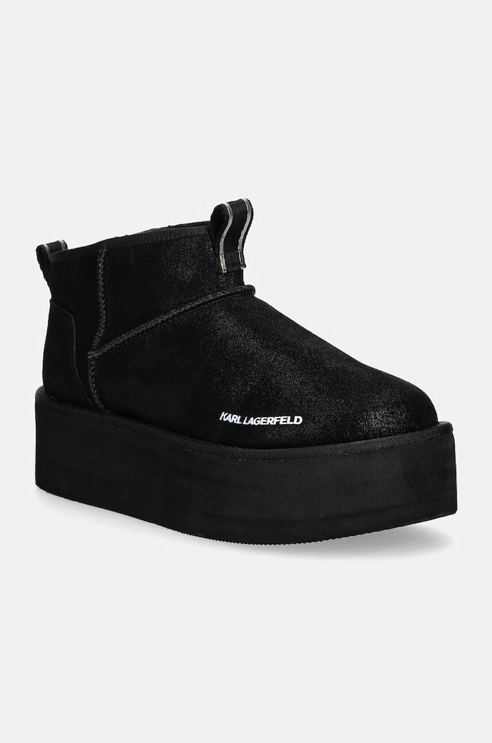 Karl Lagerfeld cizme de zapada din piele intoarsa THERMO izolat negru KL48522S.5S0