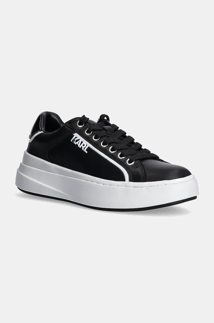 Karl Lagerfeld sneakersy skórzane KRONOS platforma czarny KL64020.000