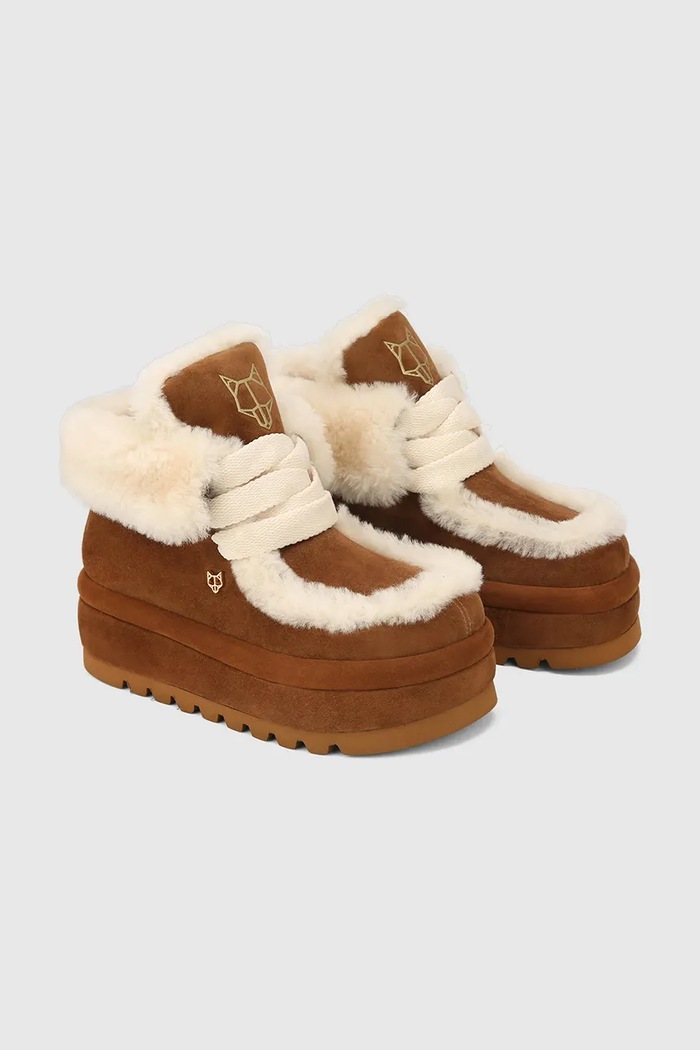 Naked Wolfe stivali da neve in camoscio Bambi Bambi.Tan marrone AW25