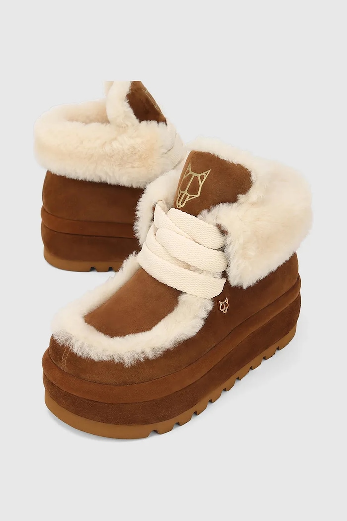 Naked Wolfe stivali da neve in camoscio Bambi marrone Bambi.Tan