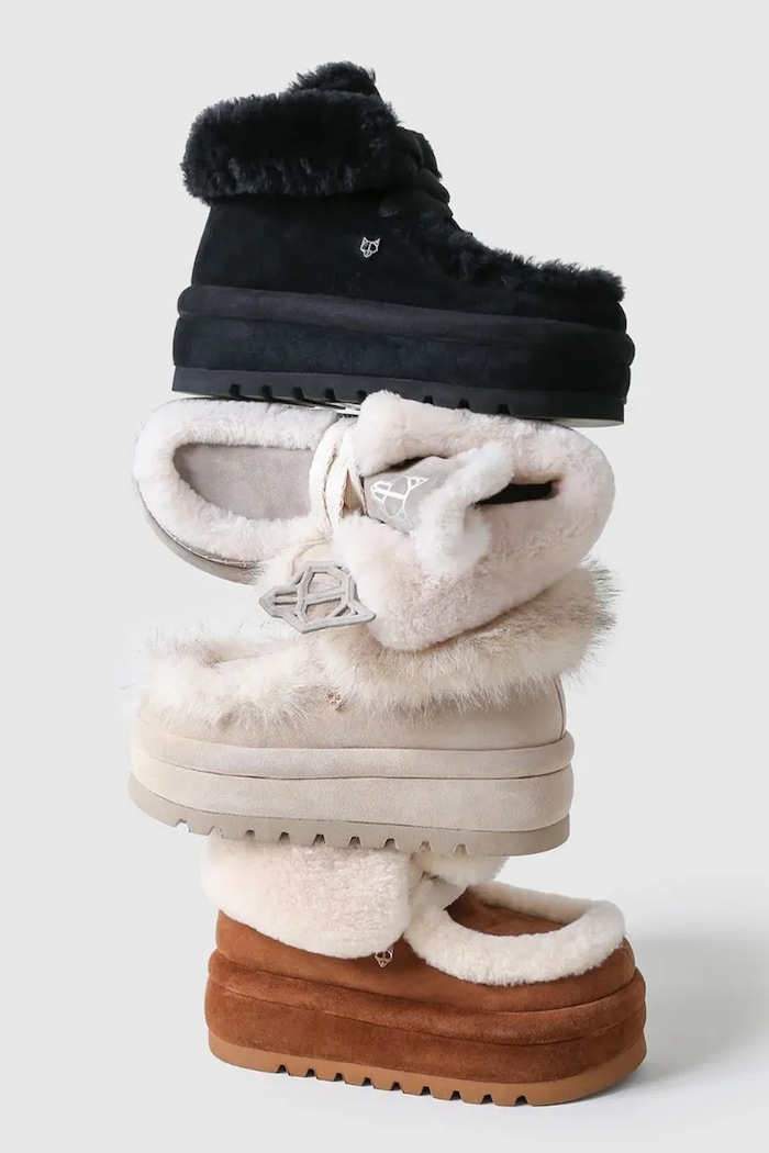 Naked Wolfe stivali da neve in camoscio Bambi Bambi.Tan marrone