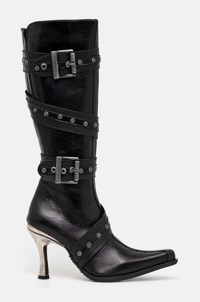 New Rock kozaki skórzane ITALI NEGRO + MALICIA TACON CARIBE ACERO M.9029.C10 czarny AA00